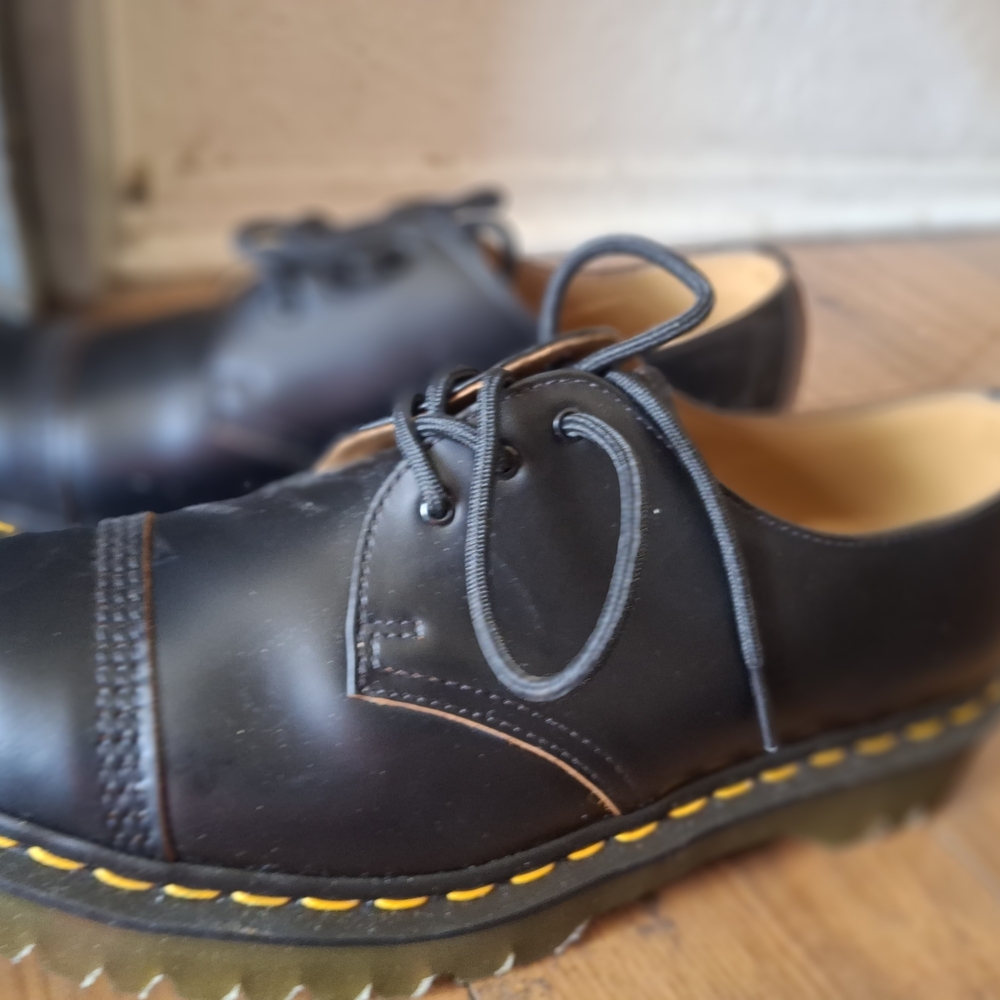 Dr. Martens Black Oxfords with Yellow Accents